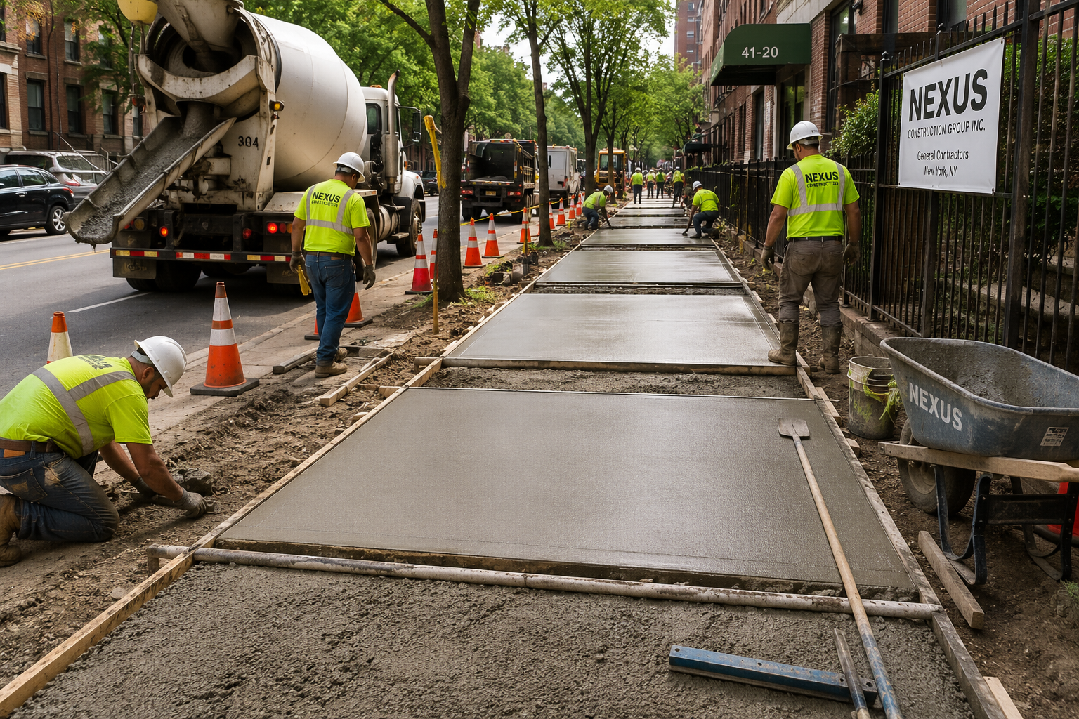 Sidewalk repaired around tree roots in NYC