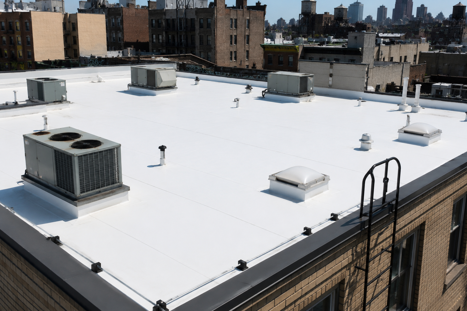 80-mil TPO roofing membrane installation on NYC commercial building by Nexus Construction Group Inc